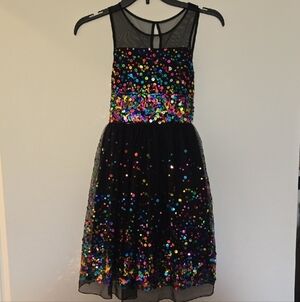 Speechless Black Multicolor Sequin Kids Formal Dress